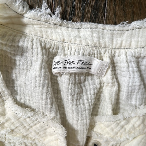 We the Free free people gauze cream colored button up shirt - Picture 3 of 8